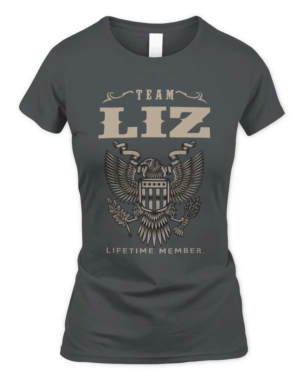 LIZ TP06-K82 – Personalized Classic Style Apparel “Team NAME Lifetime Member” - Women's Standard T-Shirt - Charcoal