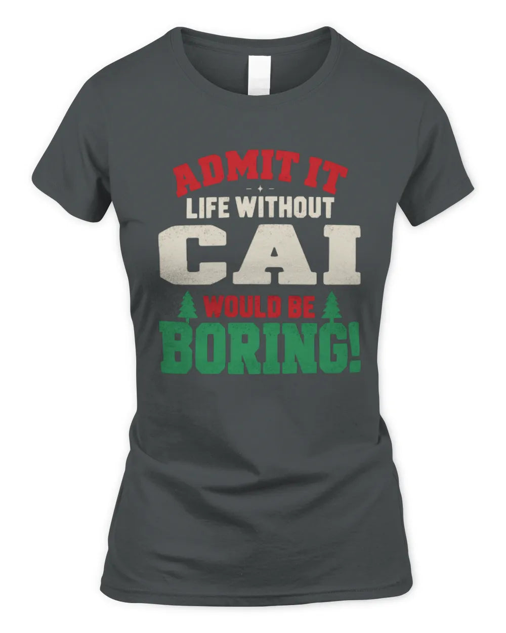 CAI P5 TH08 Christmas T-Shirt – “Life Without NAME Would Be Boring” - Women's Standard T-Shirt - Charcoal