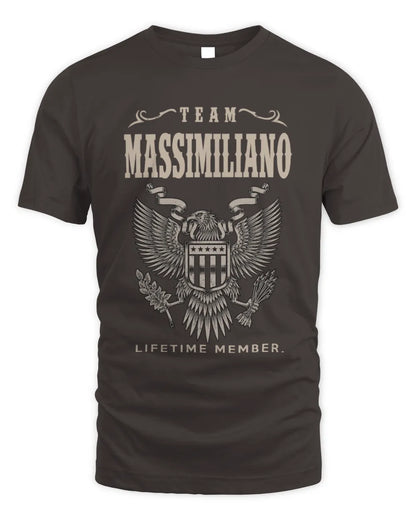 MASSIMILIANO TP06-K82 – Personalized Classic Style Apparel “Team NAME Lifetime Member” - Unisex Standard T-Shirt - Dark Chocolate
