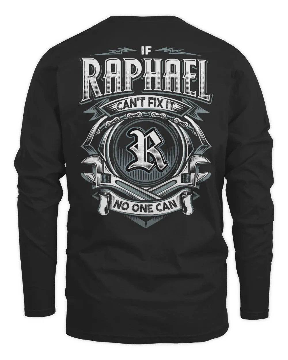 RAPHAEL AP81-K4-626 - Personalized Ahmed Quote Apparel “If Ahmed Can't Fix It, No One Can” - Men's Long Sleeved T-Shirt - Black