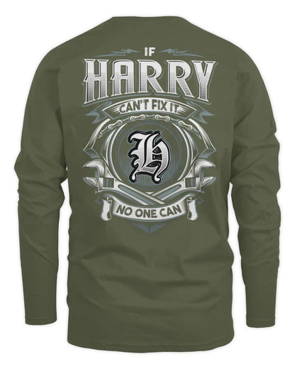 HARRY AP81-K4-626 - Personalized Ahmed Quote Apparel “If Ahmed Can't Fix It, No One Can” - Men's Long Sleeved T-Shirt - Military Green
