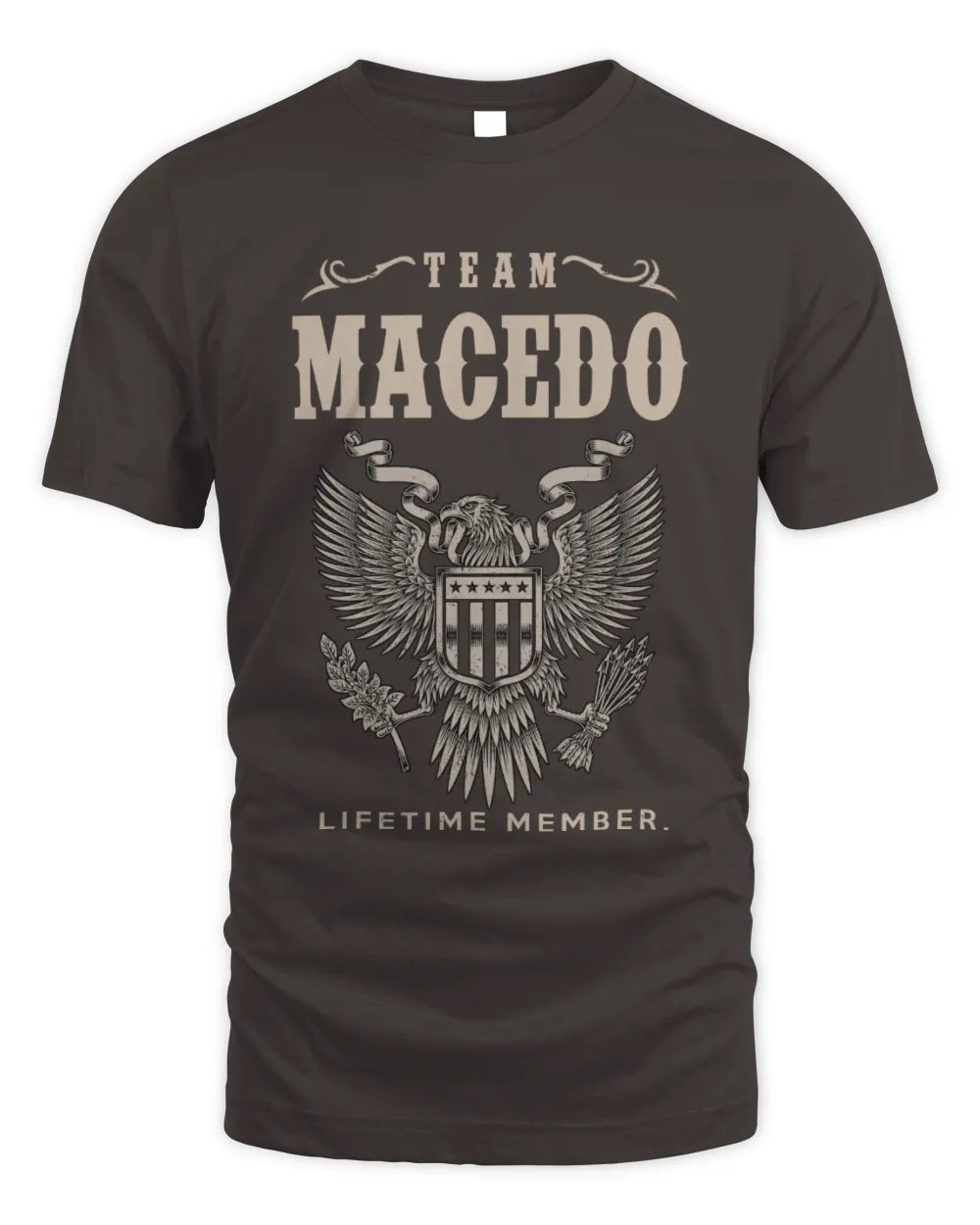 MACEDO TP06-K82 – Personalized Classic Style Apparel “Team NAME Lifetime Member” - Unisex Standard T-Shirt - Dark Chocolate
