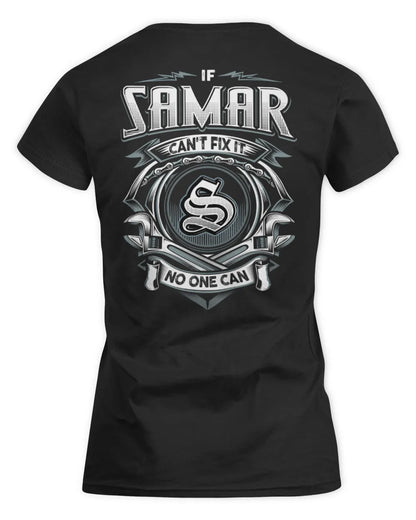 SAMAR AP81-K4-626 - Personalized Ahmed Quote Apparel “If Ahmed Can't Fix It, No One Can” - Women's Standard T-Shirt - Black
