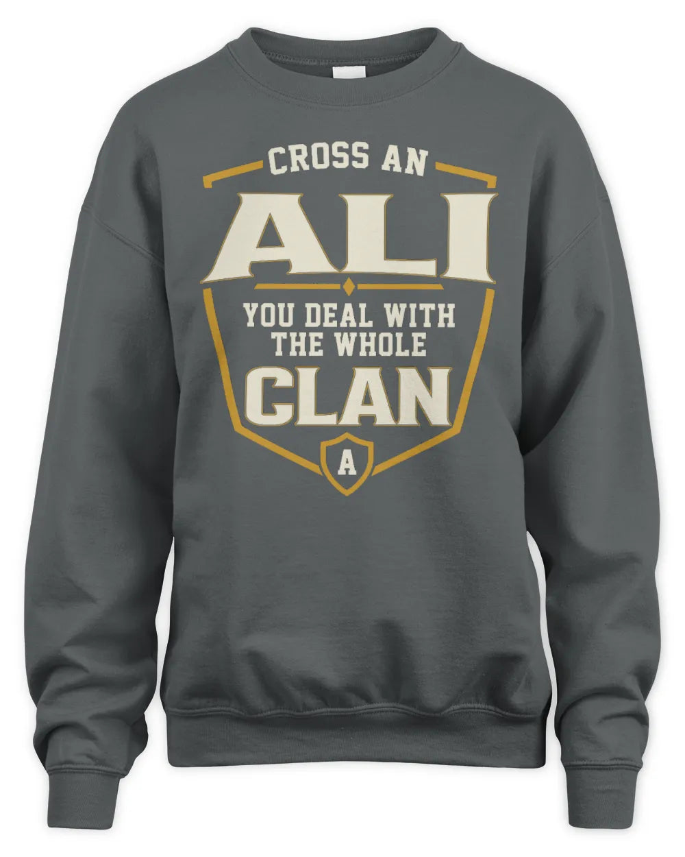 ALI NT1-K008 Cross A/An NAME, You Deal With the Whole Clan | Personalized Vintage T-Shirt - Unisex Sweatshirt - Charcoal