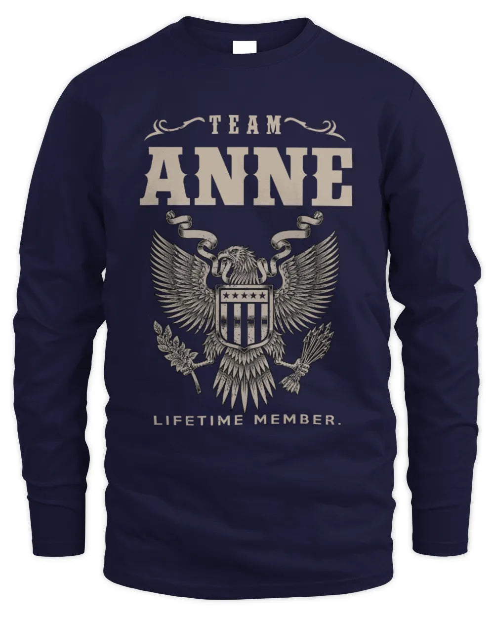ANNE TP06-K82 – Personalized Classic Style Apparel “Team NAME Lifetime Member” - Men's Long Sleeved T-Shirt - Navy
