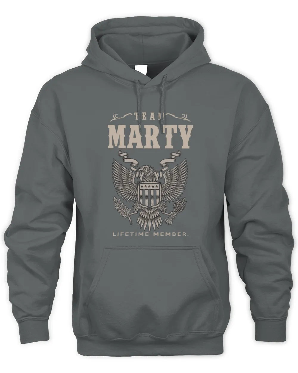 MARTY TP06-K82 – Personalized Classic Style Apparel “Team NAME Lifetime Member” - Unisex Hoodie - Charcoal