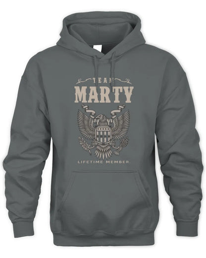 MARTY TP06-K82 – Personalized Classic Style Apparel “Team NAME Lifetime Member” - Unisex Hoodie - Charcoal