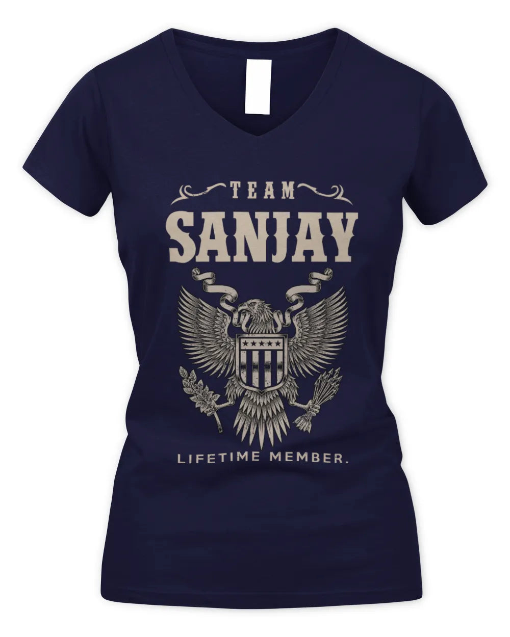 SANJAY TP06-K82 – Personalized Classic Style Apparel “Team NAME Lifetime Member” - Women's V-Neck T-Shirt - Navy