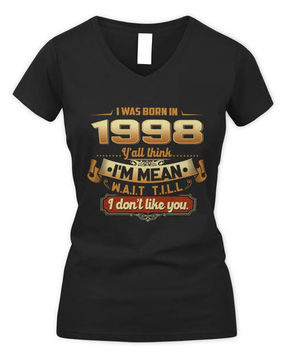 1998 HH89-K2 – Funny Birth Year Attitude Quote T-Shirt - Women's V-Neck T-Shirt - Black