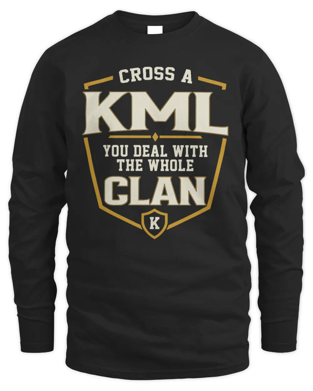 KML NT1-K008 Cross A/An NAME, You Deal With the Whole Clan | Personalized Vintage T-Shirt - Men's Long Sleeved T-Shirt - Black