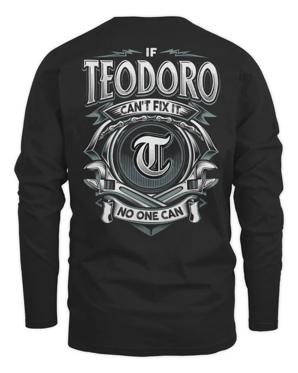 TEODORO AP81-K4-626 - Personalized Ahmed Quote Apparel “If Ahmed Can't Fix It, No One Can” - Men's Long Sleeved T-Shirt - Black