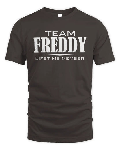 FREDDY BL62-K4-128 - Personalized “Team NAME Lifetime Member” - Unisex Standard T-Shirt - Dark Chocolate