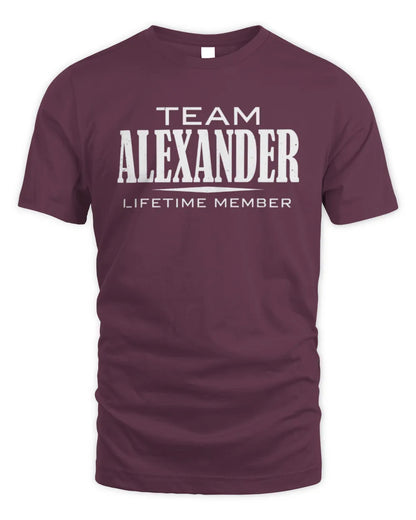 ALEXANDER BL62-K4-128 - Personalized “Team NAME Lifetime Member” - Unisex Standard T-Shirt - Maroon