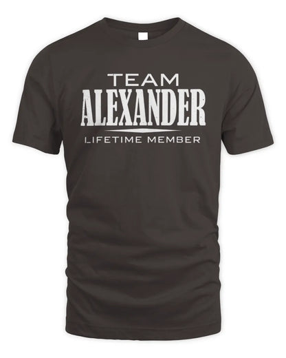 ALEXANDER BL62-K4-128 - Personalized “Team NAME Lifetime Member” - Unisex Standard T-Shirt - Dark Chocolate
