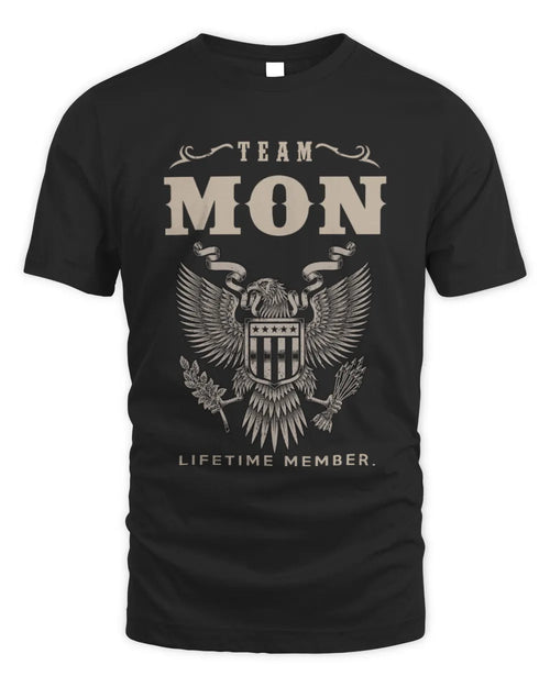 MON TP06-K82 – Personalized Classic Style Apparel “Team NAME Lifetime Member” - Unisex Standard T-Shirt - Black