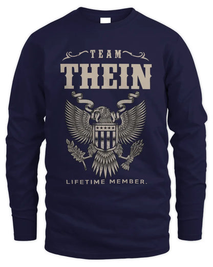 THEIN TP06-K82 – Personalized Classic Style Apparel “Team NAME Lifetime Member” - Men's Long Sleeved T-Shirt - Navy