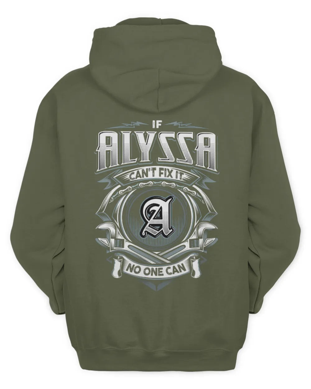ALYSSA AP81-K4-626 - Personalized Ahmed Quote Apparel “If Ahmed Can't Fix It, No One Can” - Unisex Hoodie - Military Green