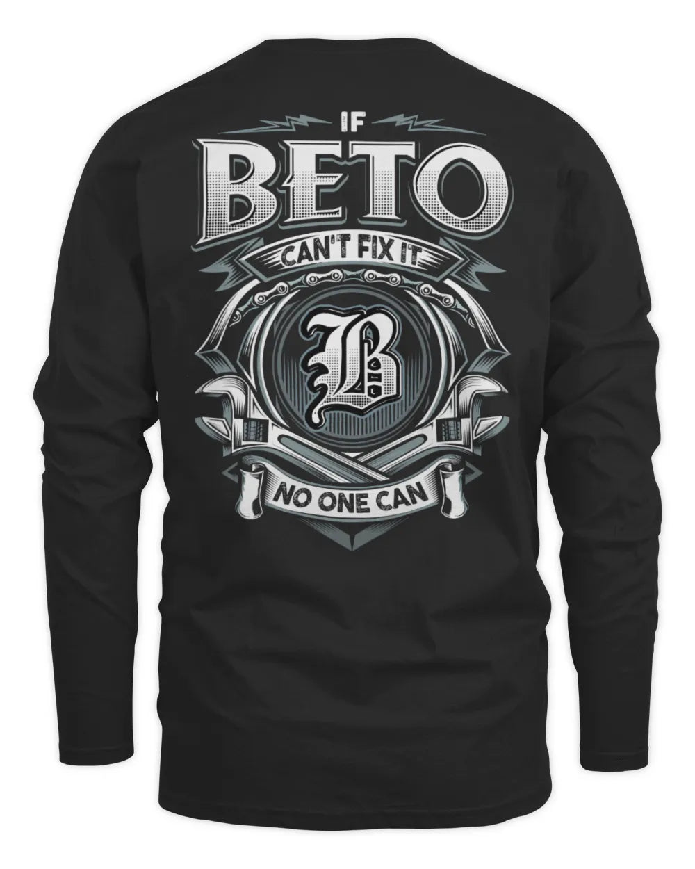 BETO AP81-K4-626 - Personalized Ahmed Quote Apparel “If Ahmed Can't Fix It, No One Can” - Men's Long Sleeved T-Shirt - Black