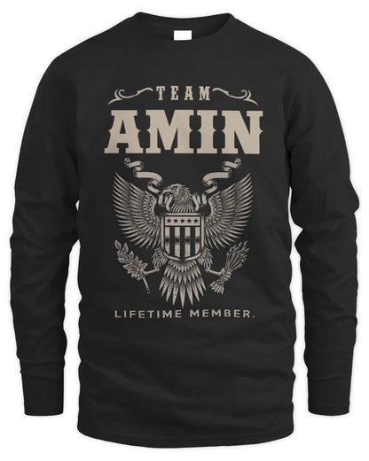 AMIN TP06-K82 – Personalized Classic Style Apparel “Team NAME Lifetime Member” - Men's Long Sleeved T-Shirt - Black