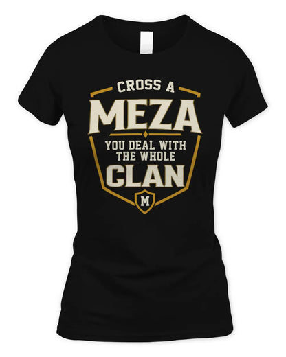 MEZA NT1-K008 Cross A/An NAME, You Deal With the Whole Clan | Personalized Vintage T-Shirt - Women's Standard T-Shirt - Black