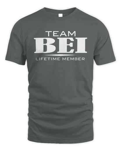 BEI BL62-K4-128 - Personalized “Team NAME Lifetime Member” - Unisex Standard T-Shirt - Charcoal