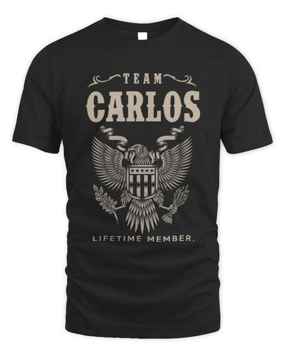CARLOS TP06-K82 – Personalized Classic Style Apparel “Team NAME Lifetime Member” - Unisex Standard T-Shirt - Black
