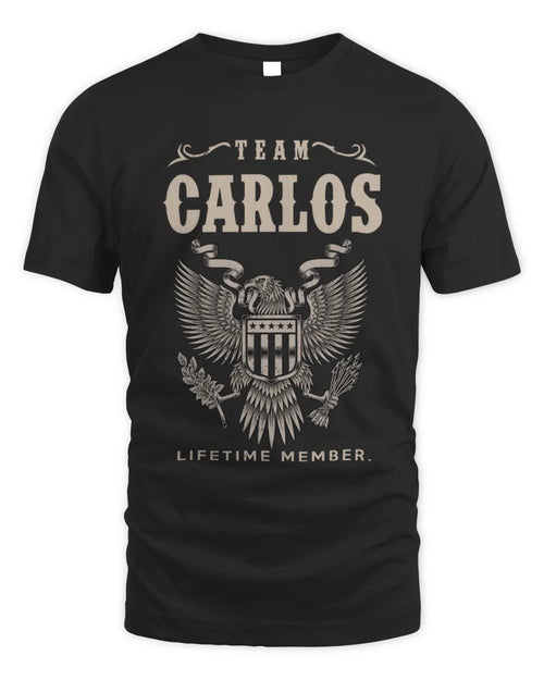 CARLOS TP06-K82 – Personalized Classic Style Apparel “Team NAME Lifetime Member” - Unisex Standard T-Shirt - Black