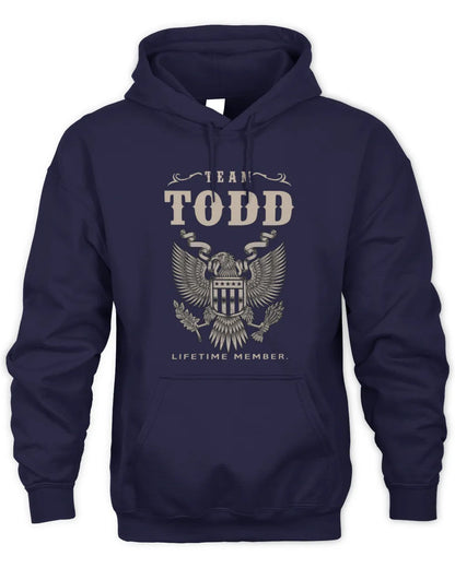 TODD TP06-K82 – Personalized Classic Style Apparel “Team NAME Lifetime Member” - Unisex Hoodie - Navy