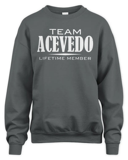 ACEVEDO BL62-K4-128 - Personalized “Team NAME Lifetime Member” - Unisex Sweatshirt - Charcoal