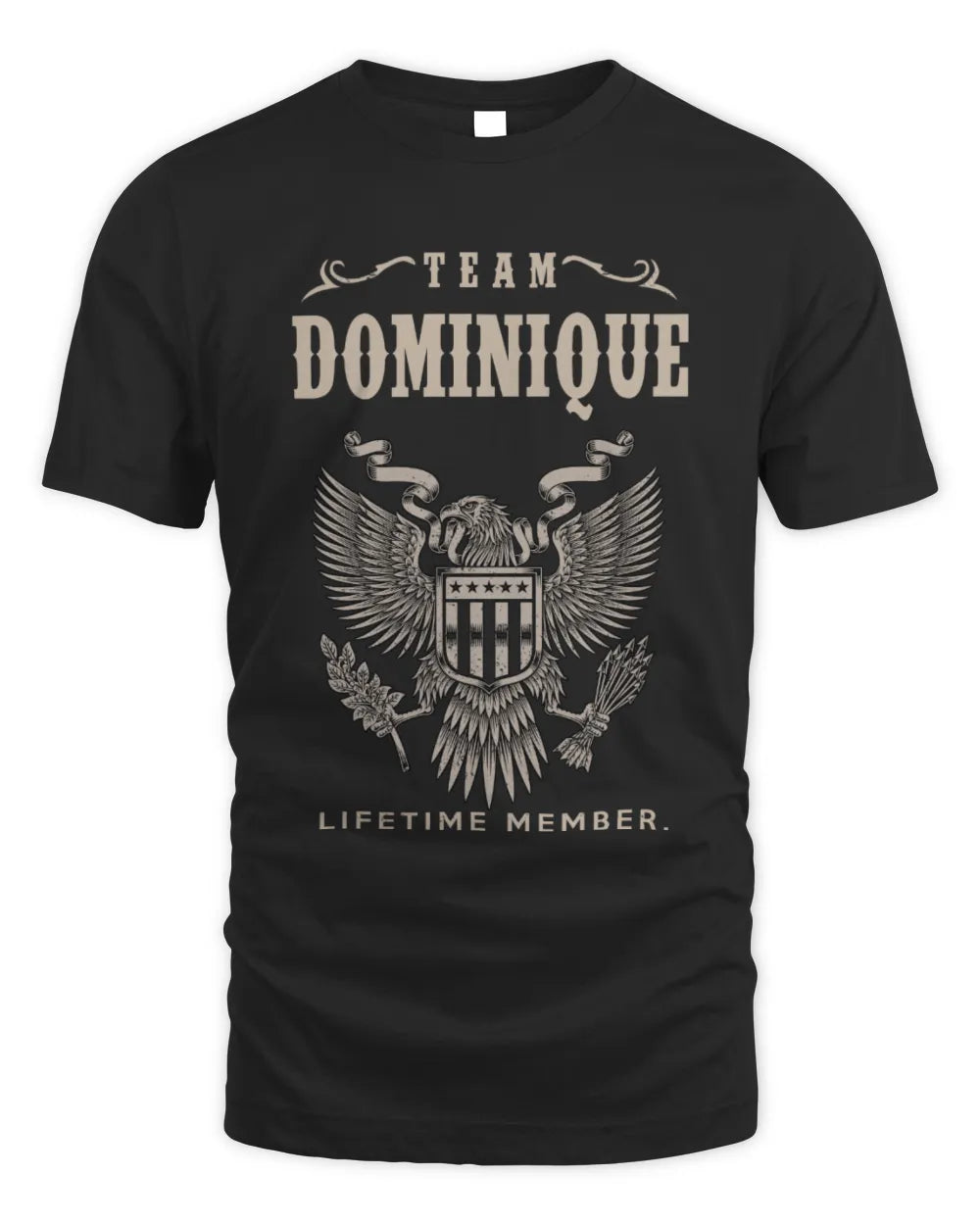 DOMINIQUE TP06-K82 – Personalized Classic Style Apparel “Team NAME Lifetime Member” - Unisex Standard T-Shirt - Black