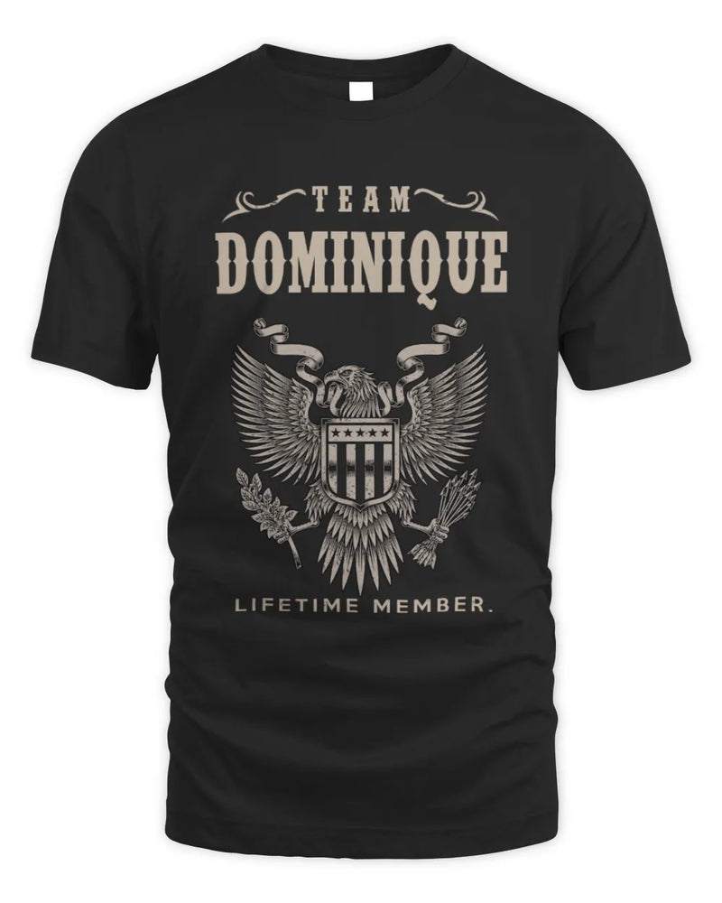 DOMINIQUE TP06-K82 – Personalized Classic Style Apparel “Team NAME Lifetime Member” - Unisex Standard T-Shirt - Black