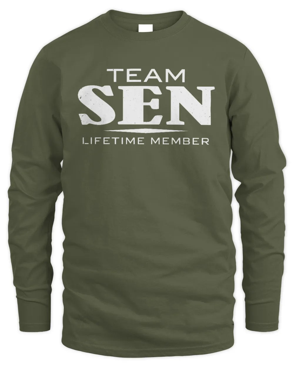 SEN BL62-K4-128 - Personalized “Team NAME Lifetime Member” - Men's Long Sleeved T-Shirt - Military Green