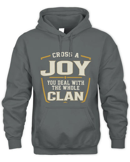 JOY NT1-K008 Cross A/An NAME, You Deal With the Whole Clan | Personalized Vintage T-Shirt - Unisex Hoodie - Charcoal