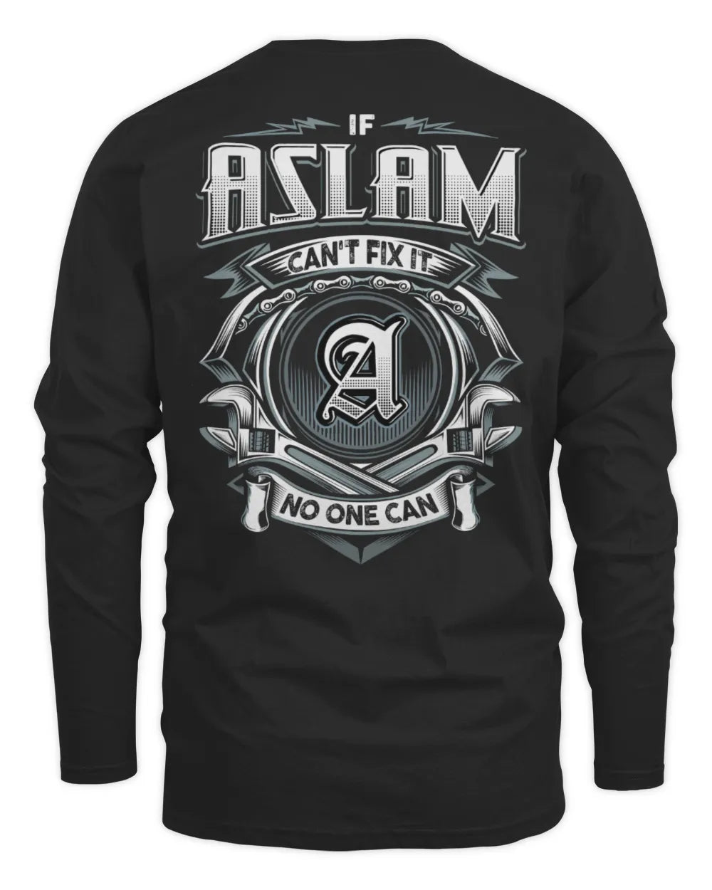 ASLAM AP81-K4-626 - Personalized Ahmed Quote Apparel “If Ahmed Can't Fix It, No One Can” - Men's Long Sleeved T-Shirt - Black