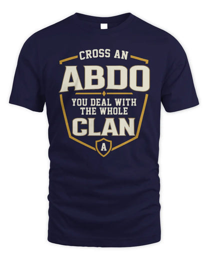 ABDO NT1-K008 Cross A/An NAME, You Deal With the Whole Clan | Personalized Vintage T-Shirt - Unisex Standard T-Shirt - Navy