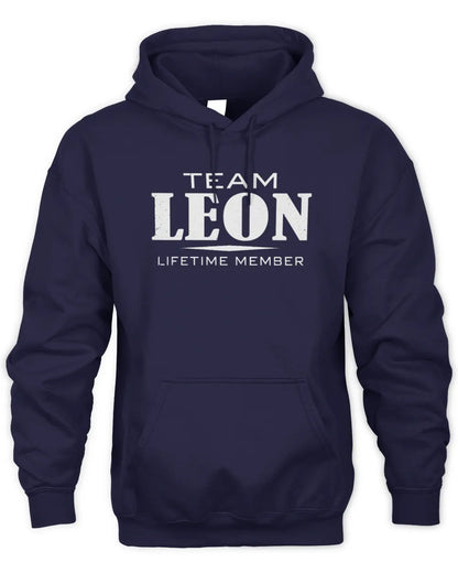 LEON BL62-K4-128 - Personalized “Team NAME Lifetime Member” - Unisex Hoodie - Navy