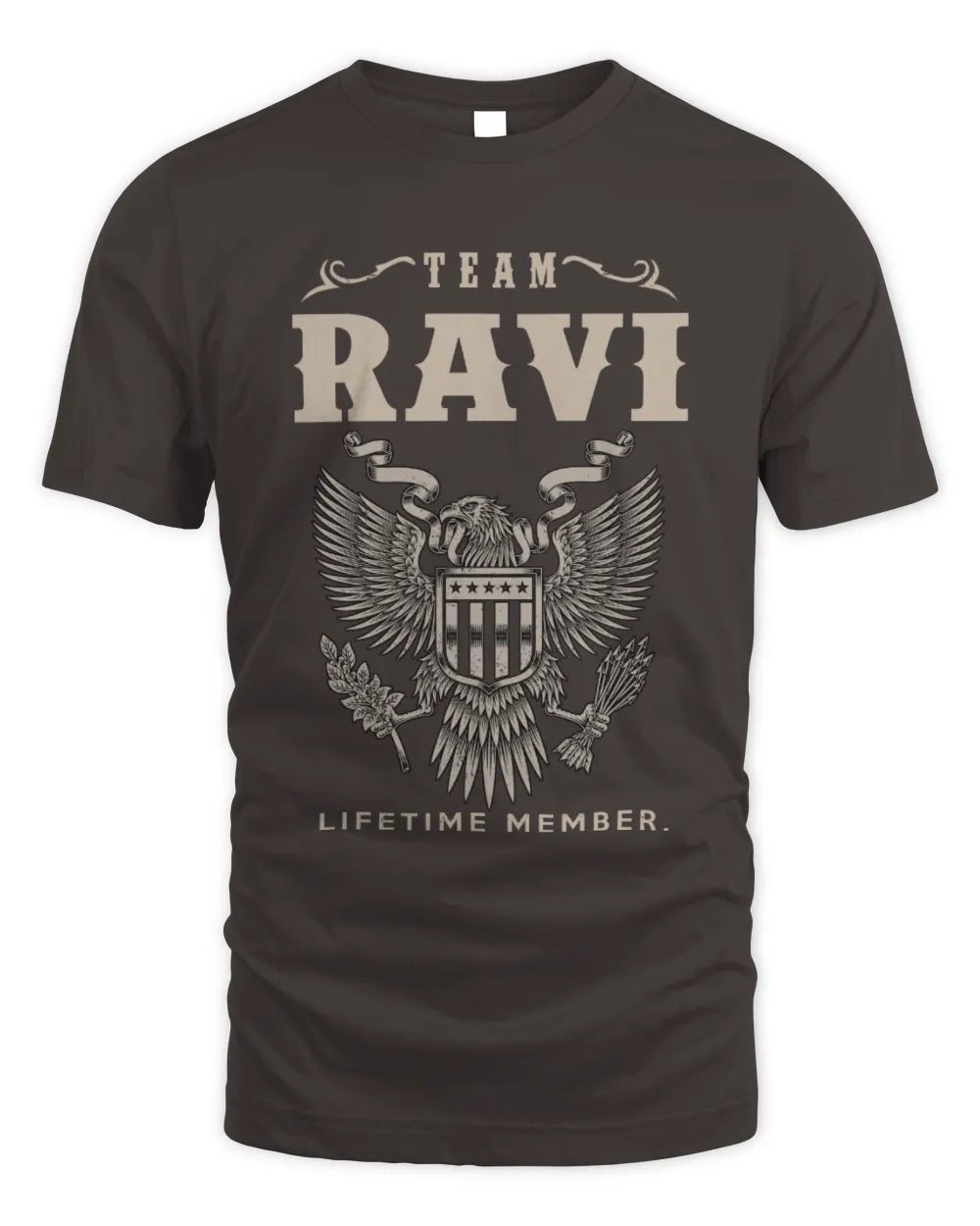 RAVI TP06-K82 – Personalized Classic Style Apparel “Team NAME Lifetime Member” - Unisex Standard T-Shirt - Dark Chocolate