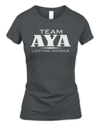 AYA BL62-K4-128 - Personalized “Team NAME Lifetime Member” - Women's Standard T-Shirt - Charcoal
