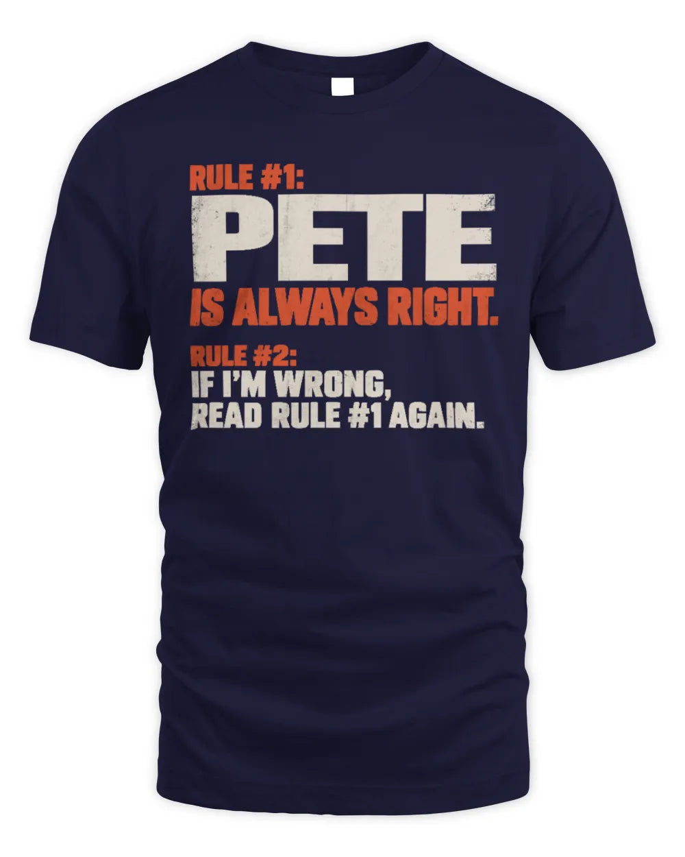 PETE NP1-H006 
Always Right Personalized Name T-Shirt – Funny Custom Name Shirt - Unisex Standard T-Shirt - Navy