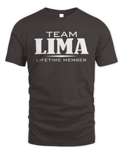 LIMA BL62-K4-128 - Personalized “Team NAME Lifetime Member” - Unisex Standard T-Shirt - Dark Chocolate