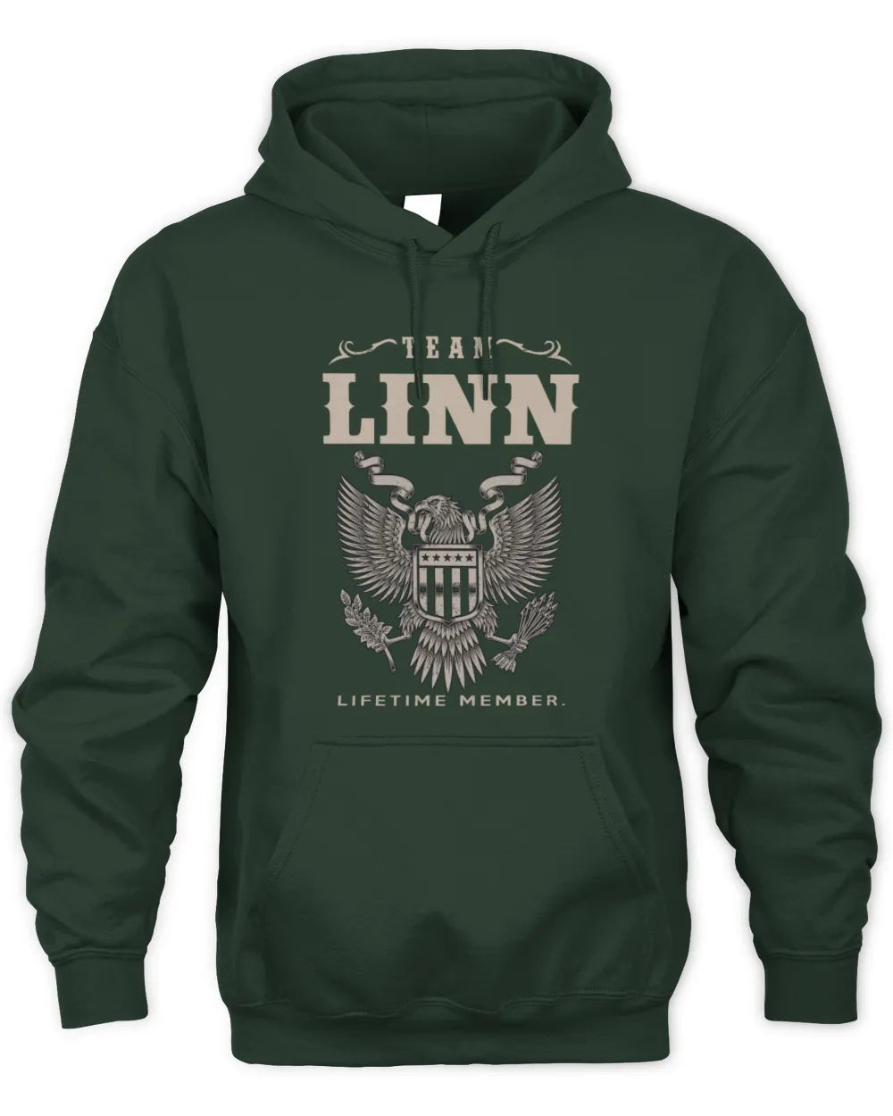 LINN TP06-K82 – Personalized Classic Style Apparel “Team NAME Lifetime Member” - Unisex Hoodie - Forest Green
