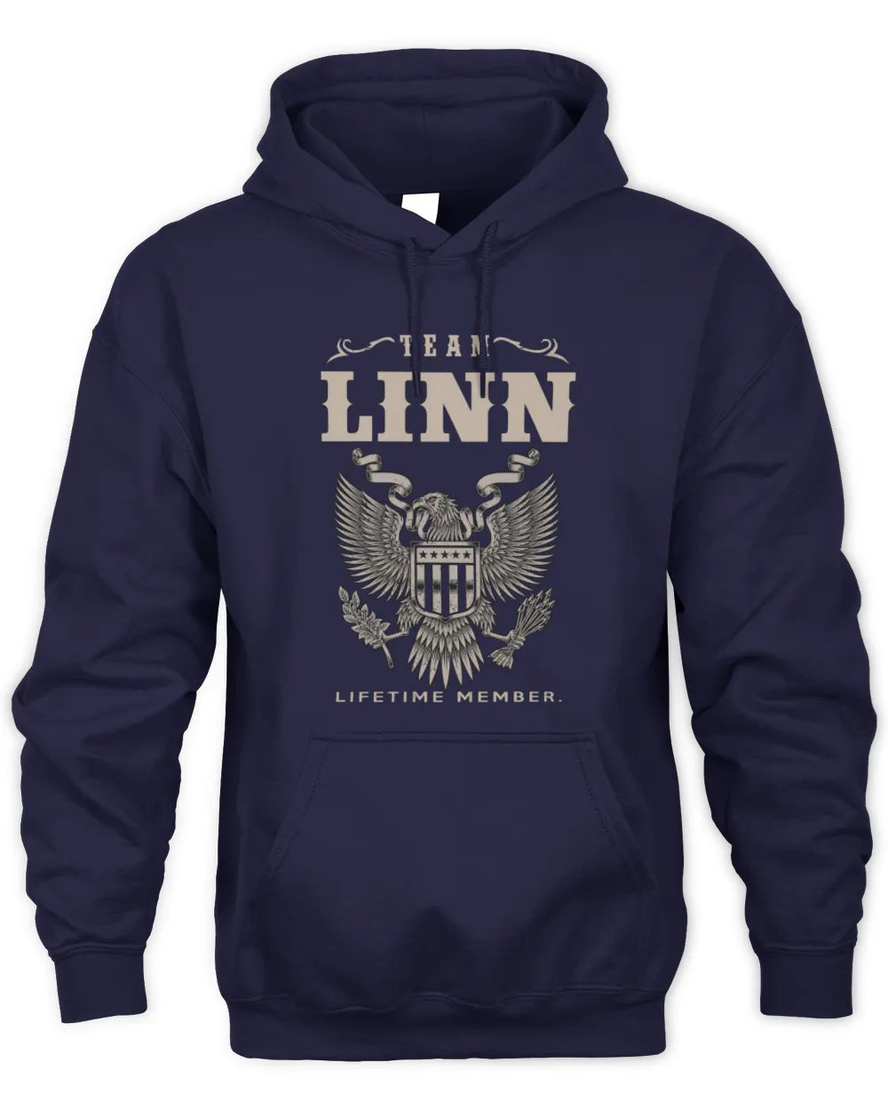 LINN TP06-K82 – Personalized Classic Style Apparel “Team NAME Lifetime Member” - Unisex Hoodie - Navy