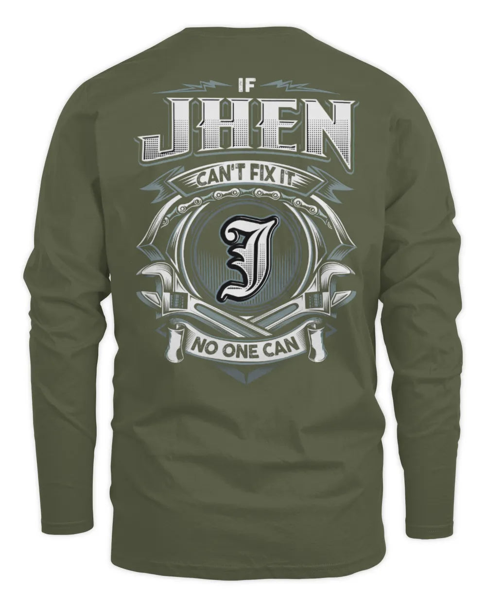 JHEN AP81-K4-626 - Personalized Ahmed Quote Apparel “If Ahmed Can't Fix It, No One Can” - Men's Long Sleeved T-Shirt - Military Green