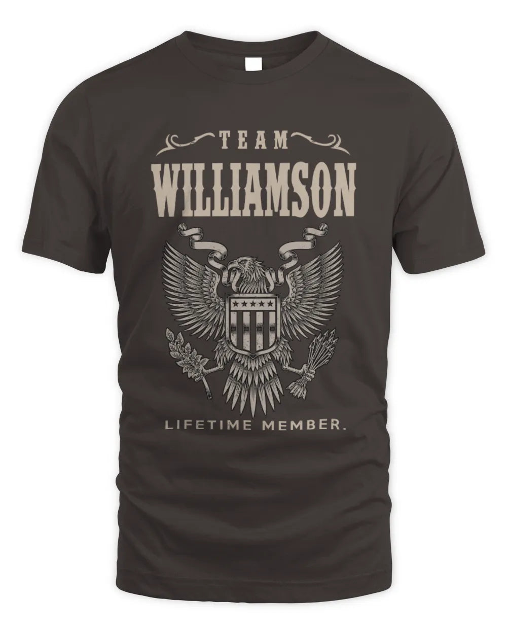 WILLIAMSON TP06-K82 – Personalized Classic Style Apparel “Team NAME Lifetime Member” - Unisex Standard T-Shirt - Dark Chocolate