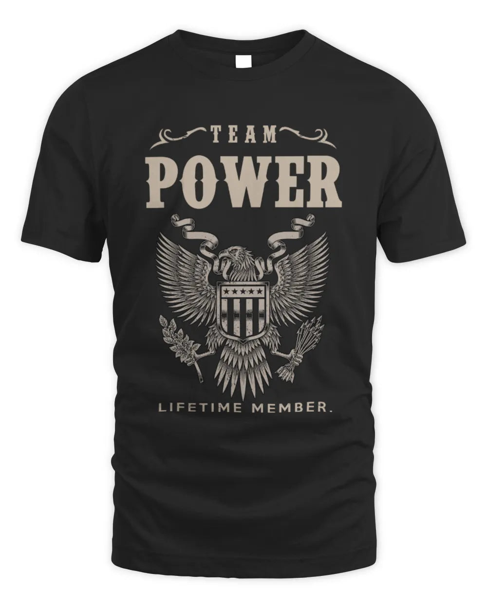 POWER TP06-K82 – Personalized Classic Style Apparel “Team NAME Lifetime Member” - Unisex Standard T-Shirt - Black