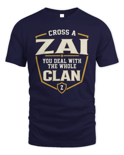 ZAI NT1-K008 Cross A/An NAME, You Deal With the Whole Clan | Personalized Vintage T-Shirt - Unisex Standard T-Shirt - Navy