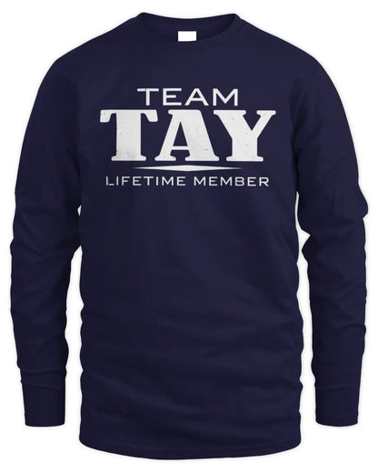 TAY BL62-K4-128 - Personalized “Team NAME Lifetime Member” - Men's Long Sleeved T-Shirt - Navy