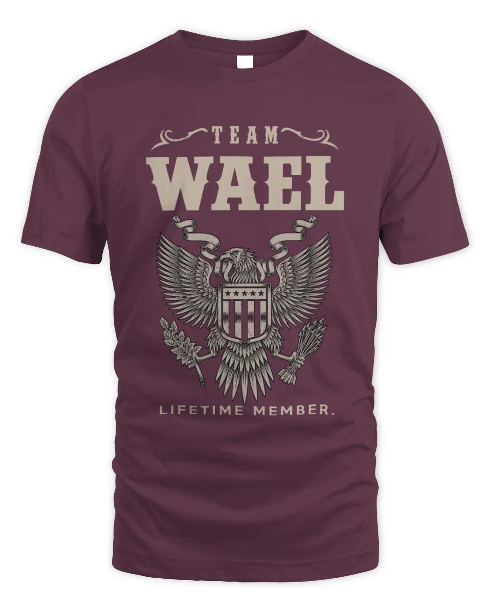 WAEL TP06-K82 – Personalized Classic Style Apparel “Team NAME Lifetime Member” - Unisex Standard T-Shirt - Maroon