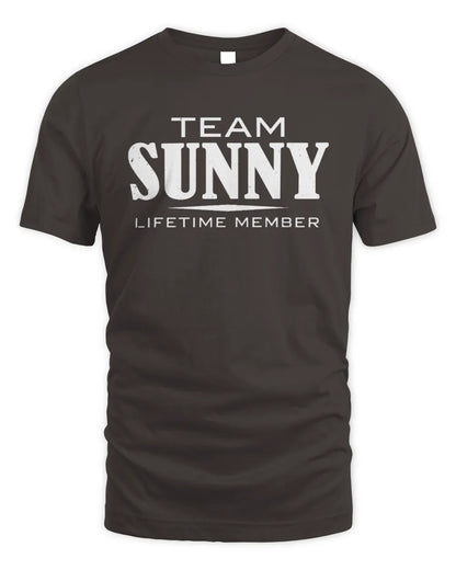 SUNNY BL62-K4-128 - Personalized “Team NAME Lifetime Member” - Unisex Standard T-Shirt - Dark Chocolate