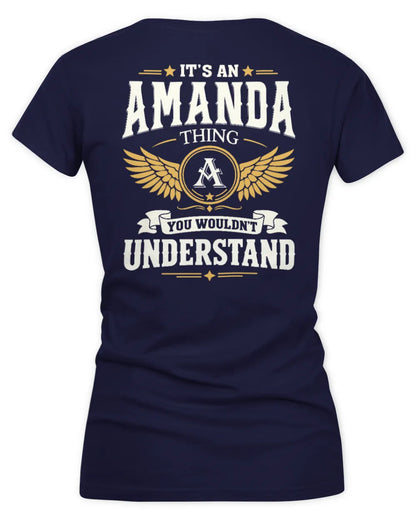 AMANDA KT06-M008 It’s a [NAME] Thing – You Wouldn’t Understand | Personalized Vintage T-Shirt - Women's V-Neck T-Shirt - Navy